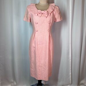 Vintage Cynthia Howie Maggy Boutique Pink Dress Sz 4 Bow Classic Jackie O  *READ